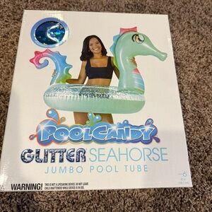 Glitter Holographic Seahorse Jumbo Pool Tube ~ NEW in Box!